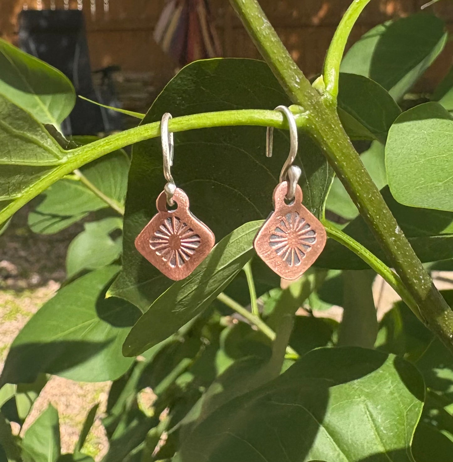 Stamped Copper Earrings