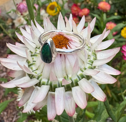 Slim Teardrop Ethiopian Smoke Opal Ring (Size 6.25)