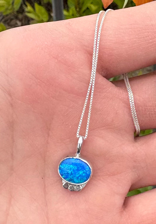 Lab Created Opal Necklace (16 inch chain)