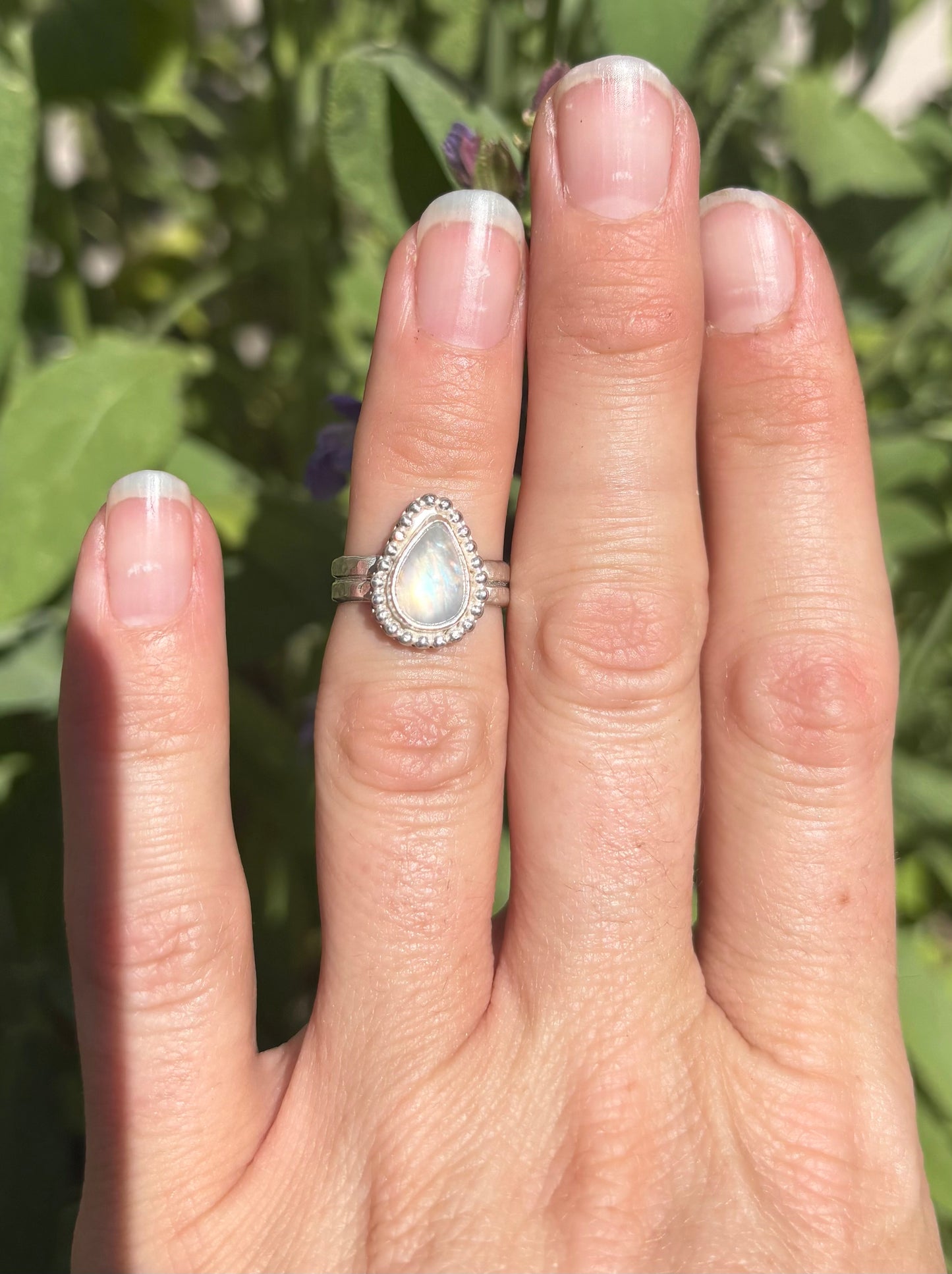 Teardrop Moonstone Ring (Size 4.5)
