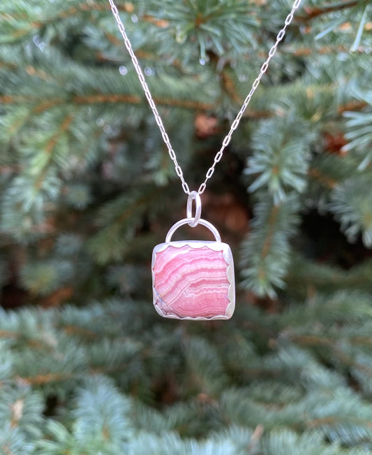 Rhodochrosite Necklace (16 inch chain)