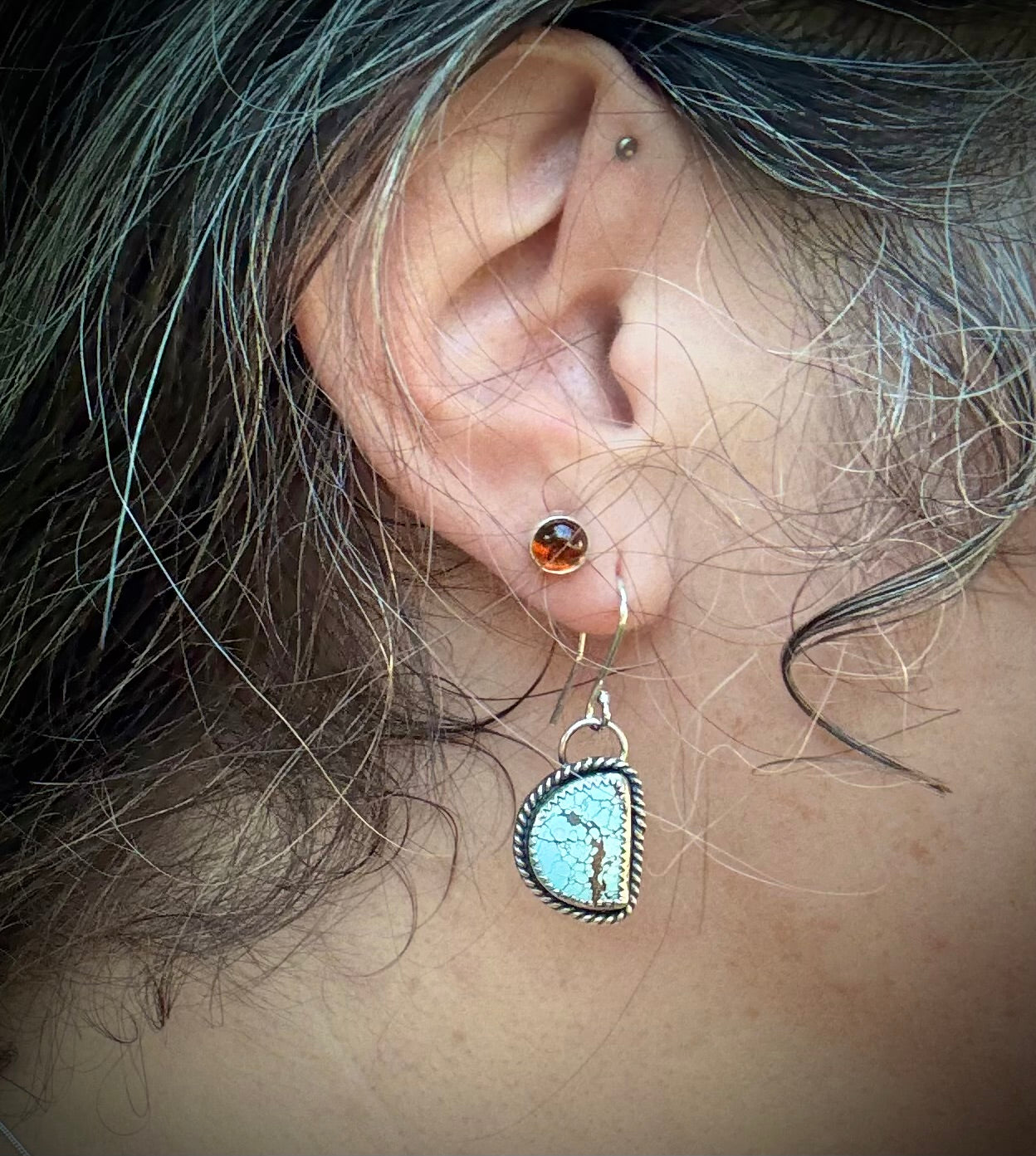 Half Moon Hubei Turquoise Earrings