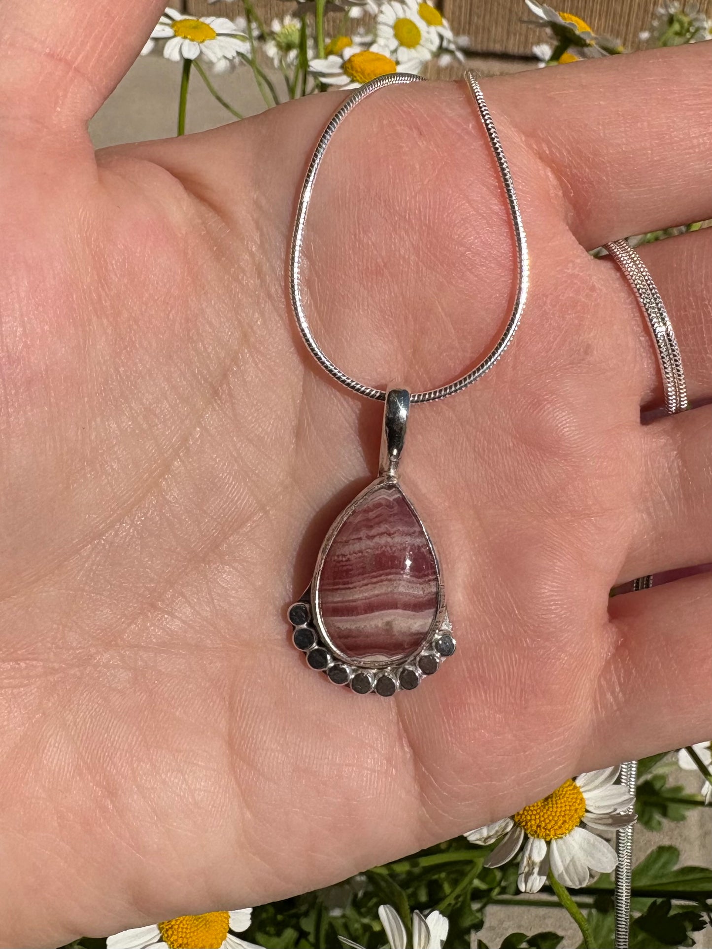 Rhodochrosite Necklace (18 inch chain)