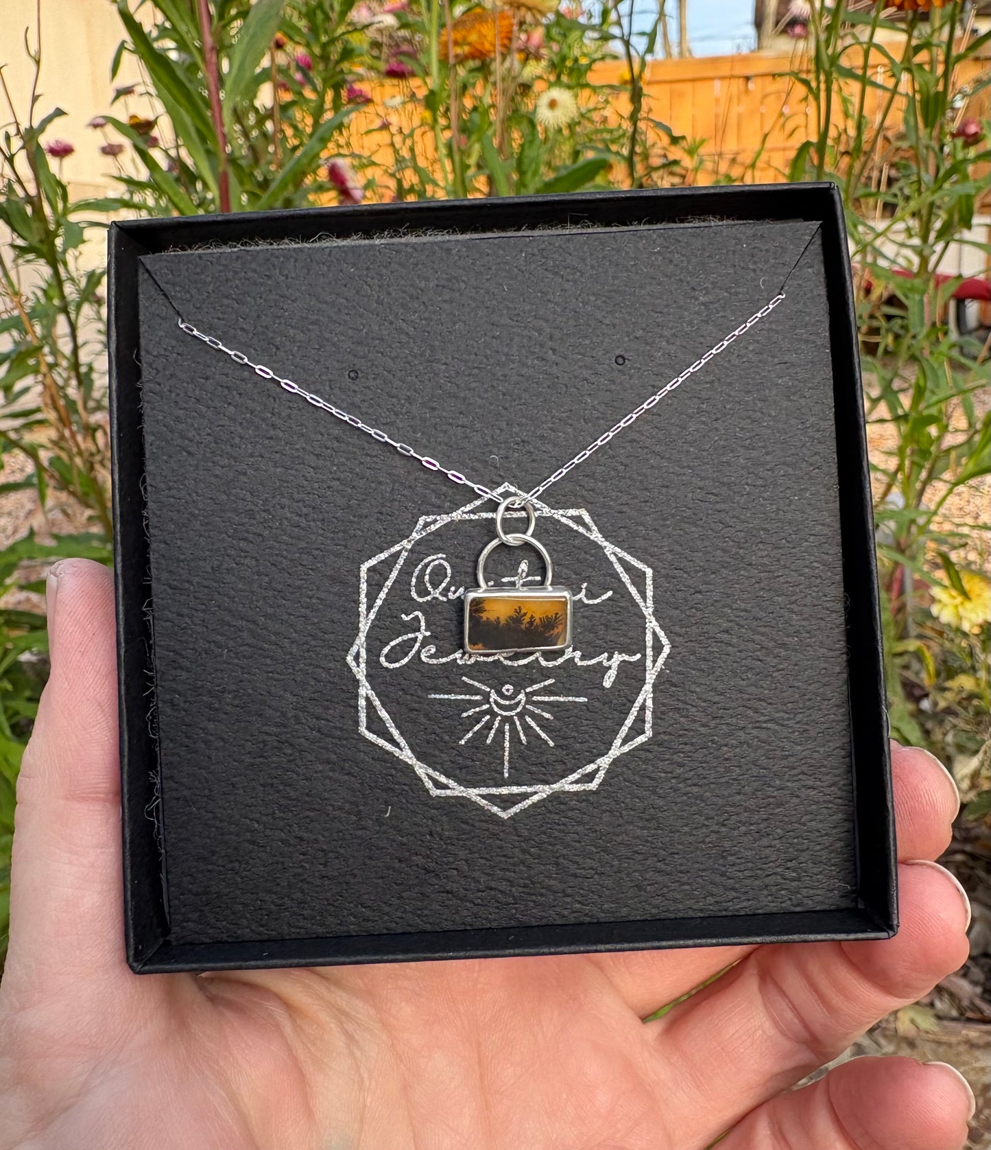 Tiny Dendritic Agate Necklace (16” Chain)