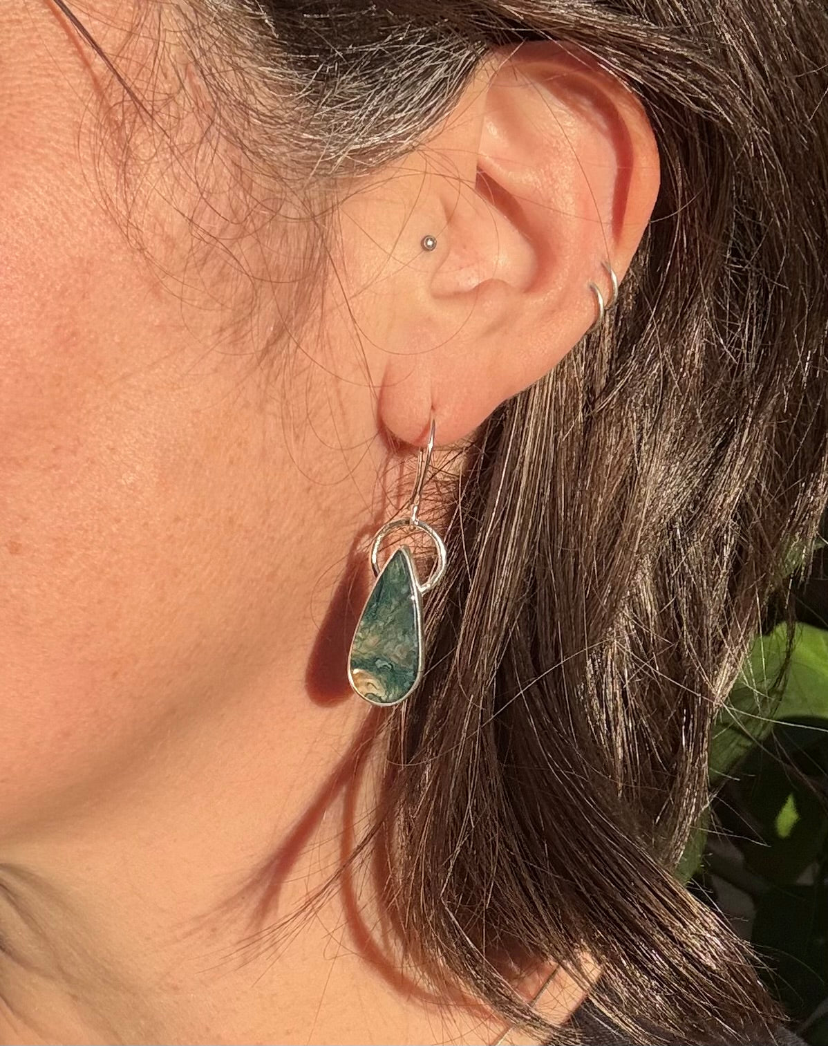 Teardrop Moss Agate Earrings