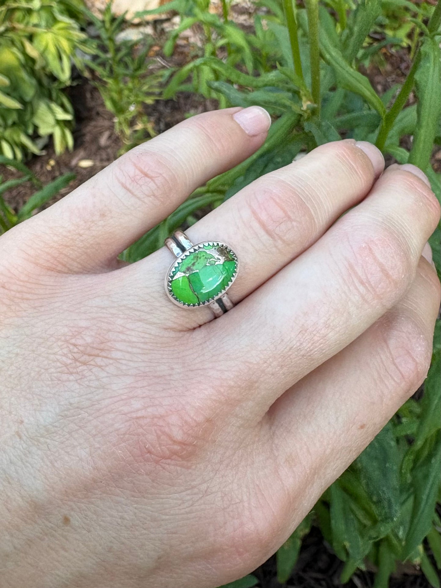 Green Mohave Turquoise Ring (Size 7.5)