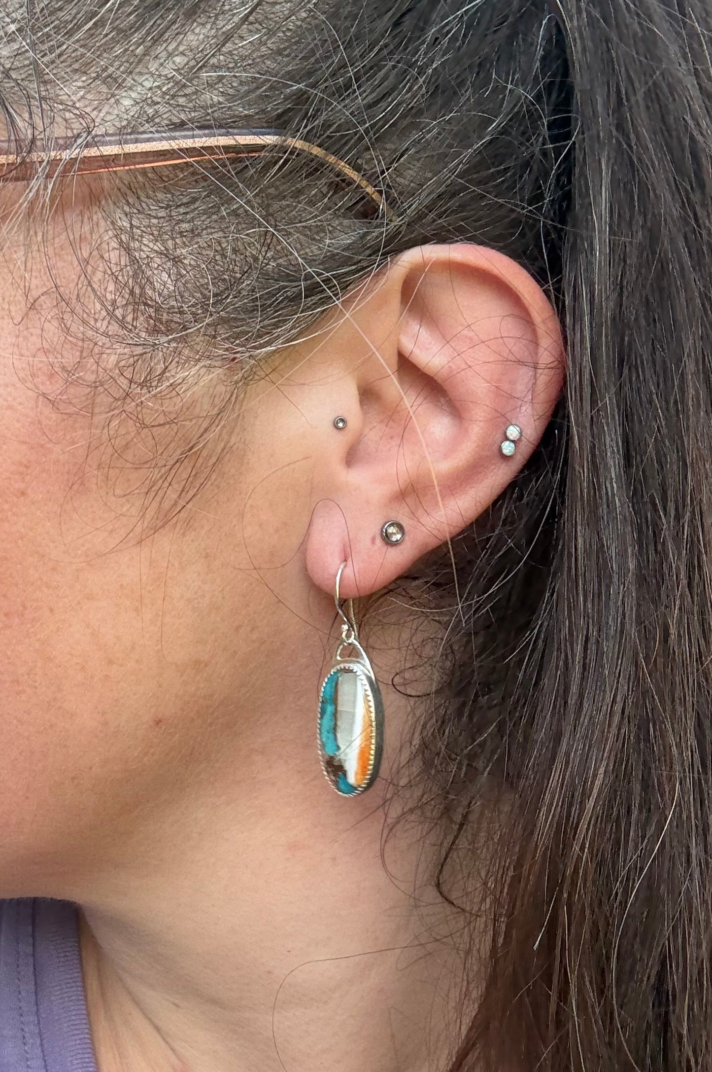 Spiny Oyster and Turquoise Earrings