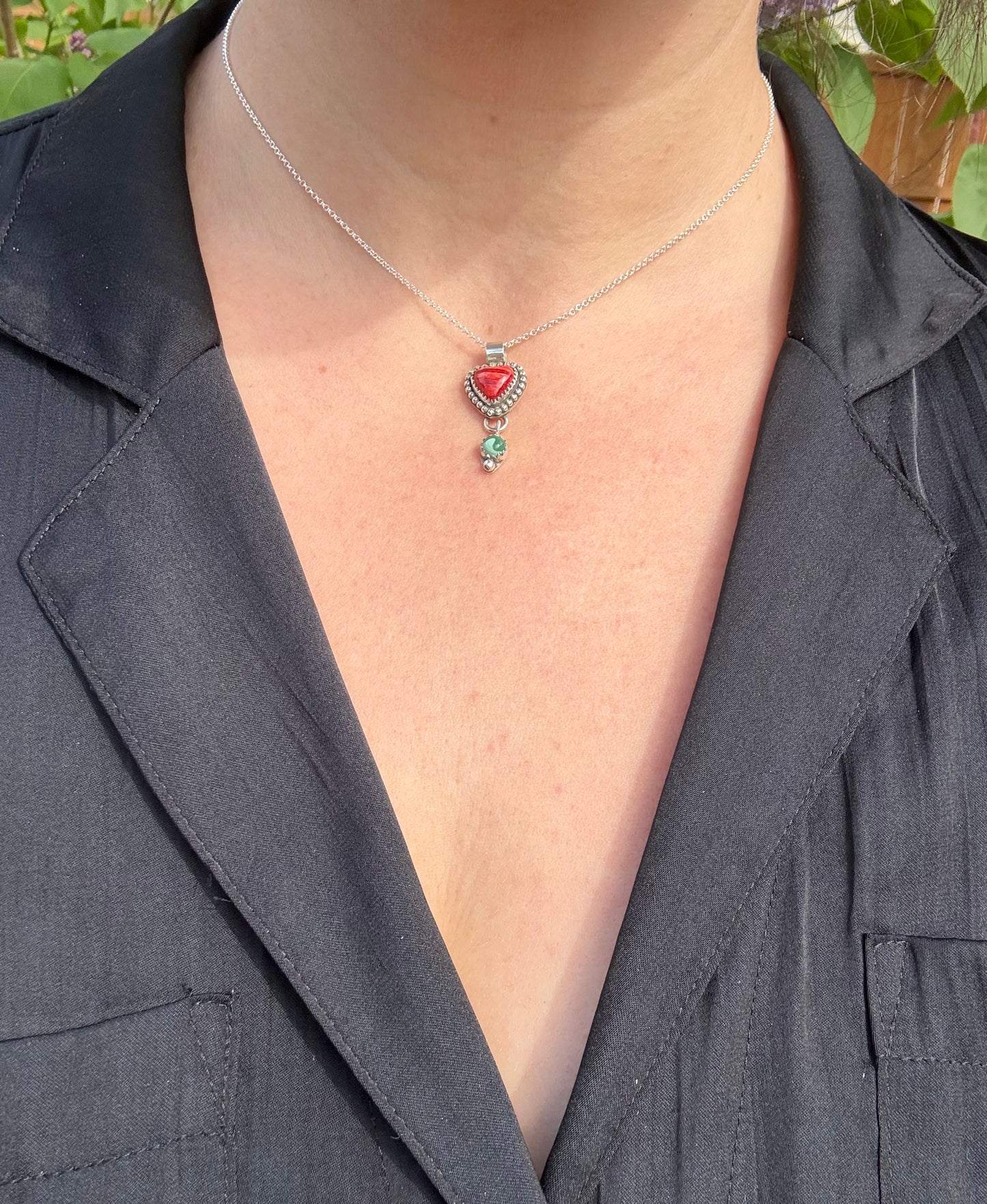Spiny oyster shell and turquoise necklace