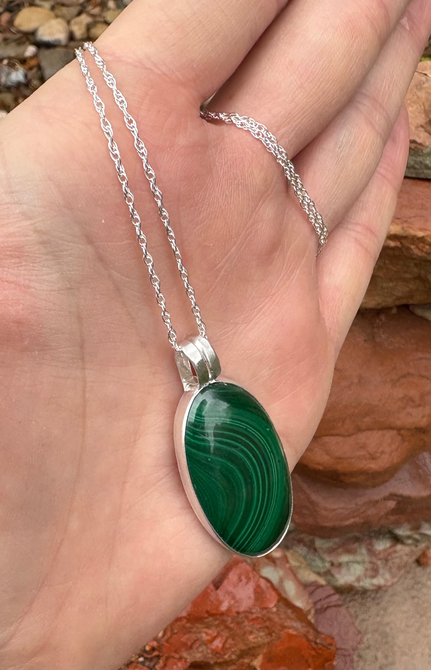 Malachite Necklace (18 inch chain)