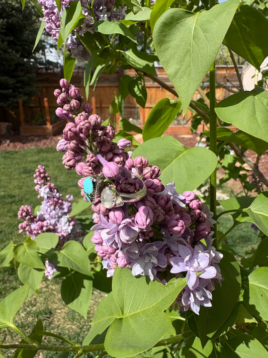 Turquoise and Moonstone Ring (Adjustable Size 7-8)