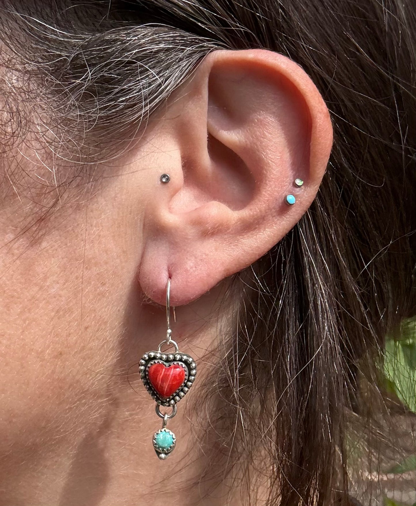 Spiny oyster shell and turquoise earrings