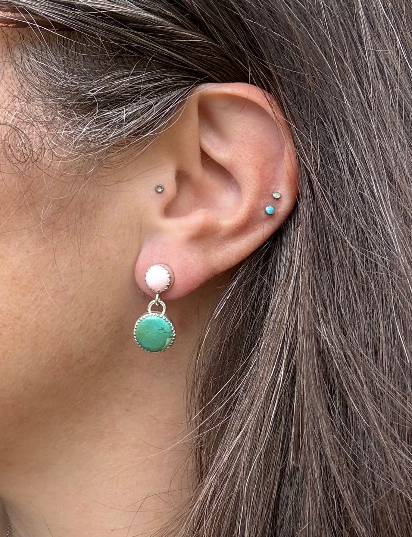 Conch Shell and turquoise drop earrings