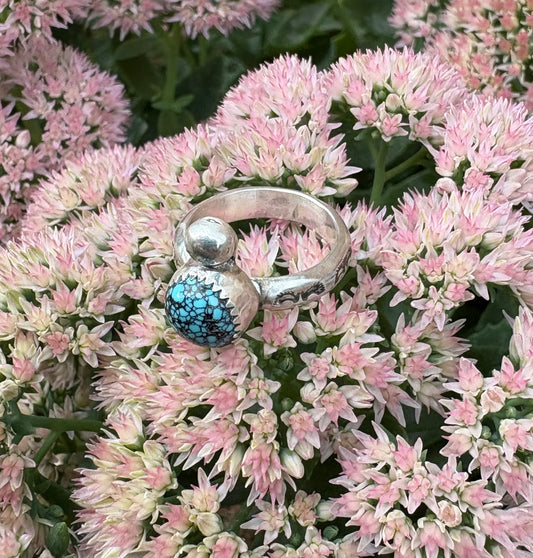 Spiderweb Turquoise Ring (Size 5)