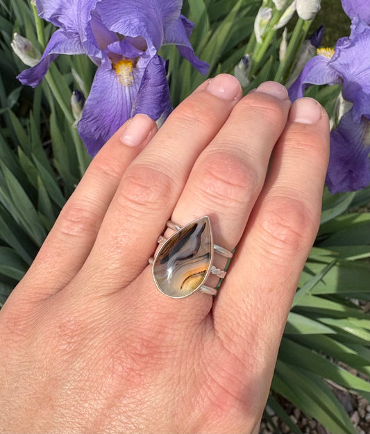 Montana Agate Triple Band Ring (Size 8)