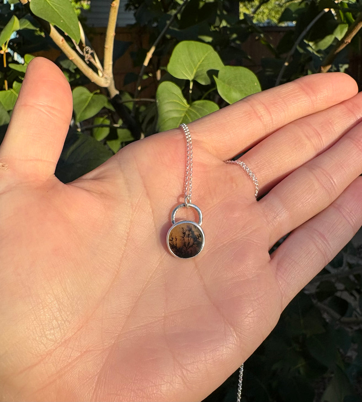 Dendritic Agate Forest Necklace (16 Inch Chain)