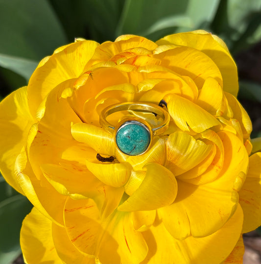Brass and Turquoise Ring (Size 8)