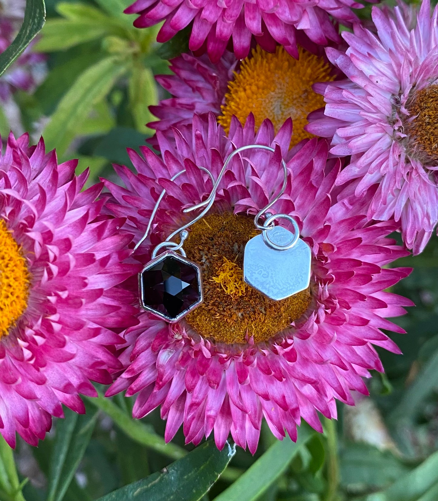 Hexagon Onyx Earrings