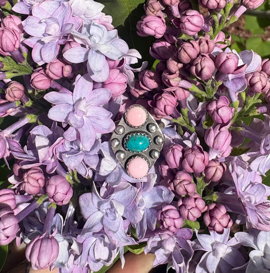 Conch Shell and Turquoise Ring (Size 3)