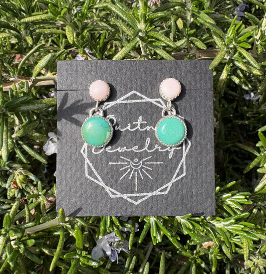 Conch Shell and turquoise drop earrings