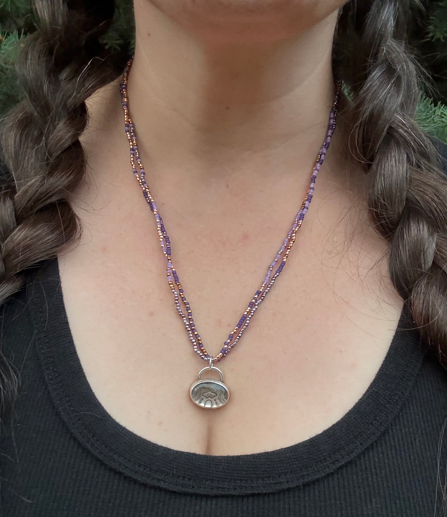 Desert Stamped, Beaded Necklace