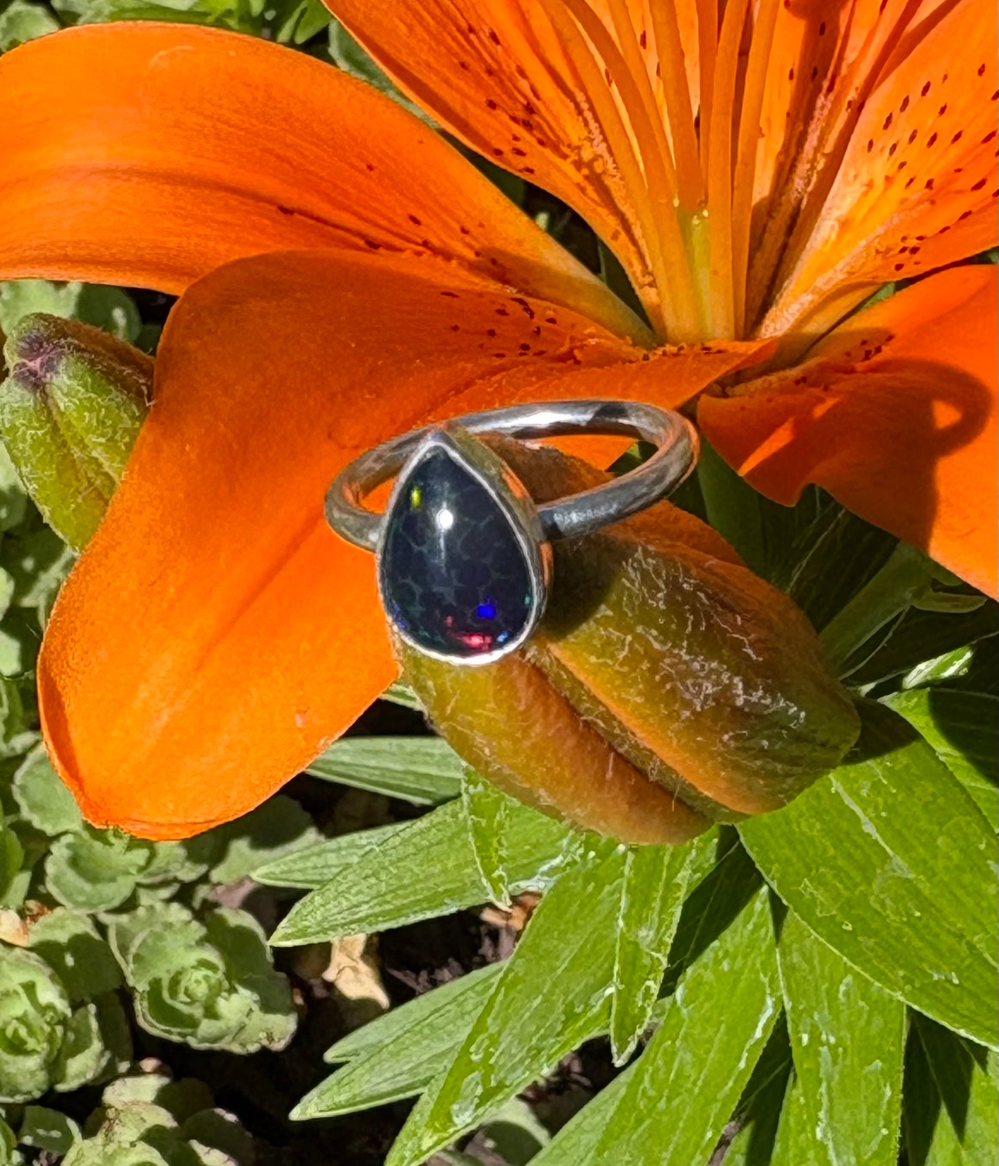 Teardrop Ethiopian Smoke Opal Ring (Size 4.75)