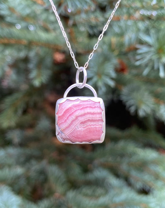 Rhodochrosite Necklace (16 inch chain)