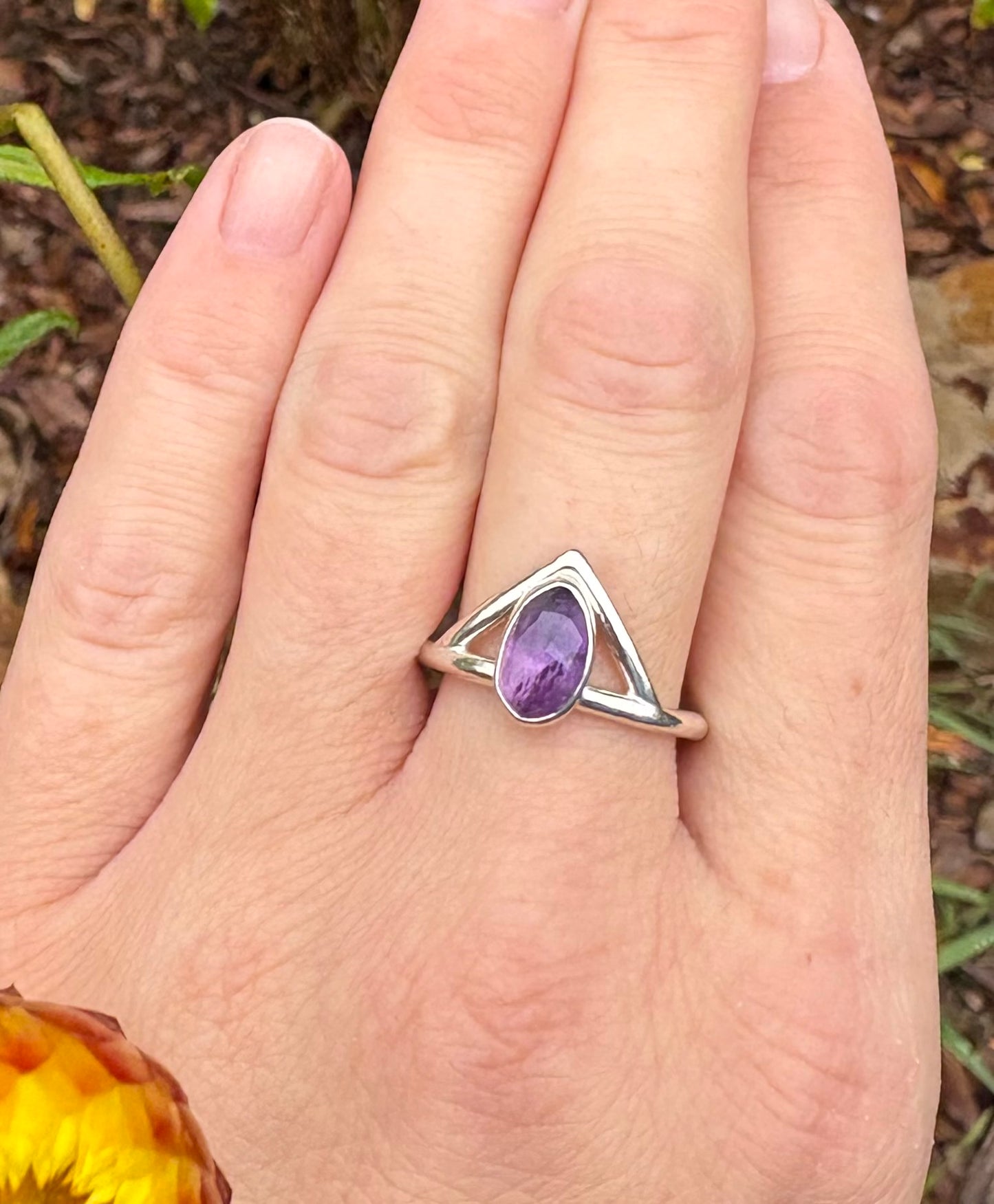 Amethyst Triangle Ring (Size 9.25)