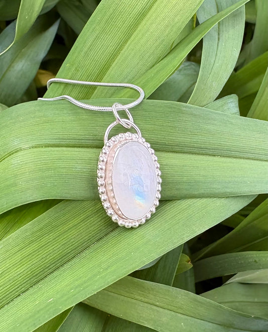 Rainbow Moonstone Necklace (18 inch chain)