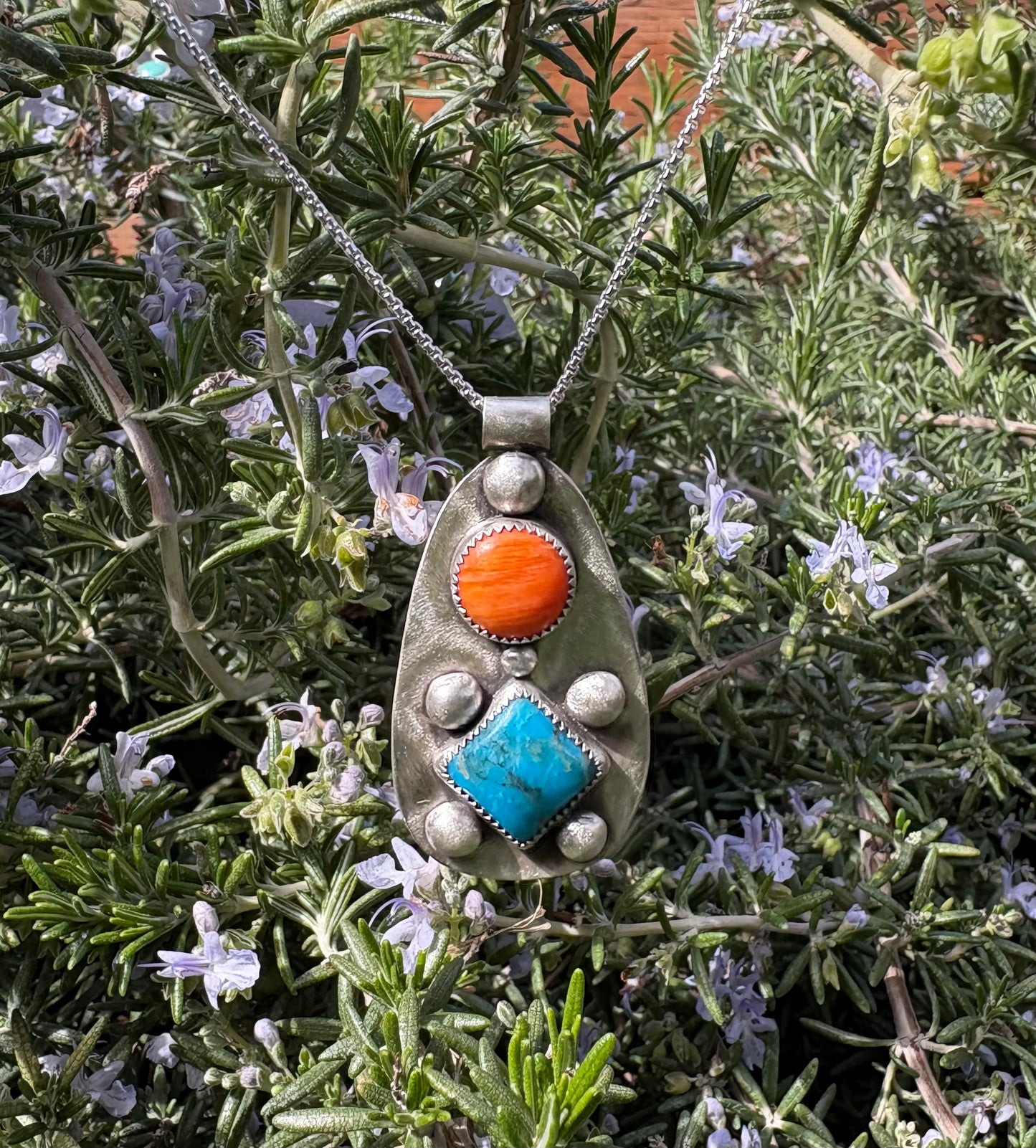 Spiny Oyster and Kingman Turquoise Necklace