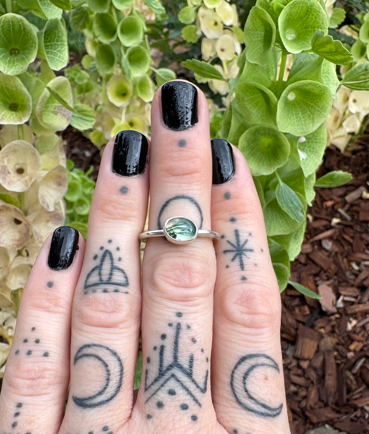 Dainty Moss Agate Ring (Size 5.75)