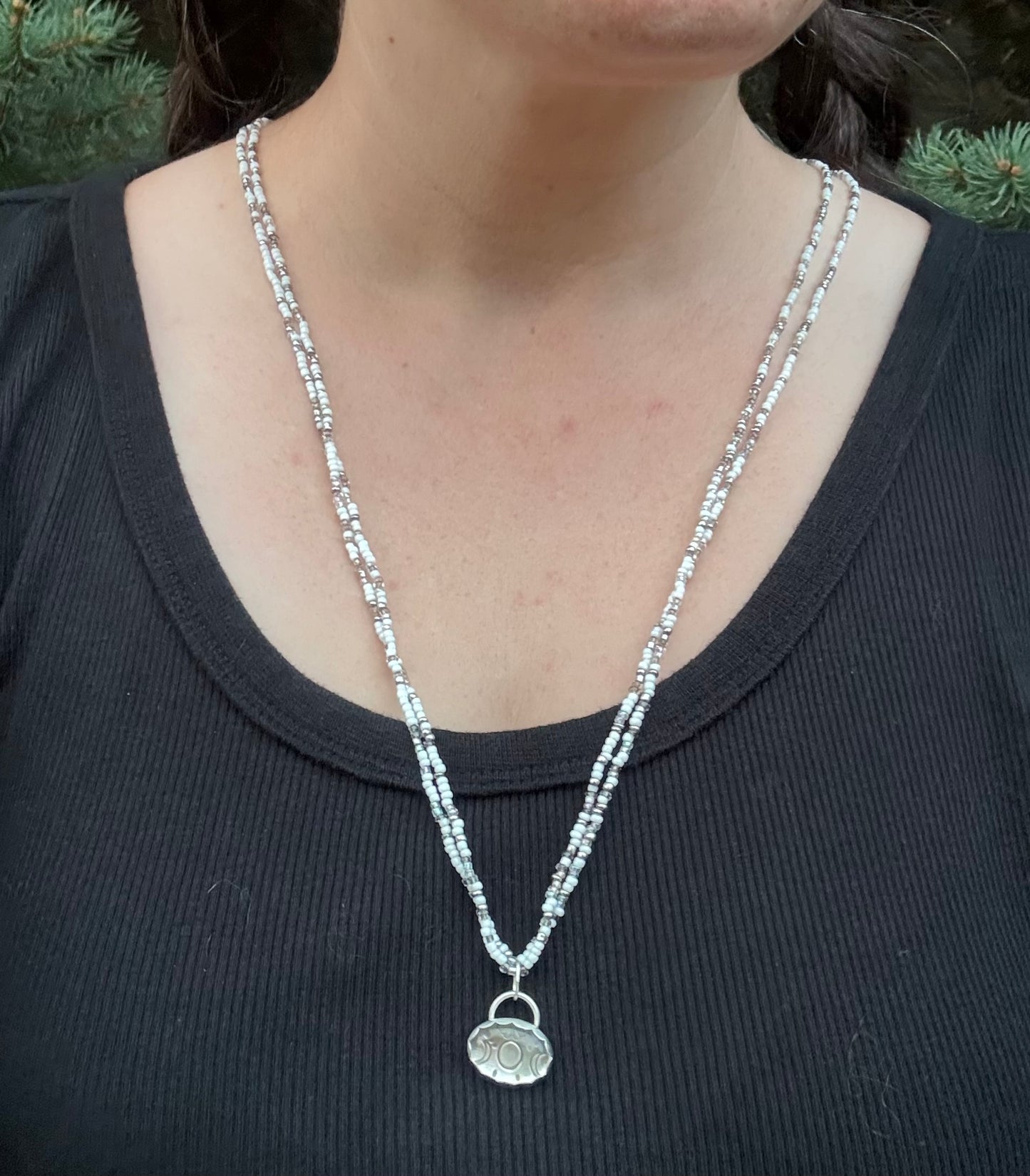 Desert Stamped, Beaded Necklace