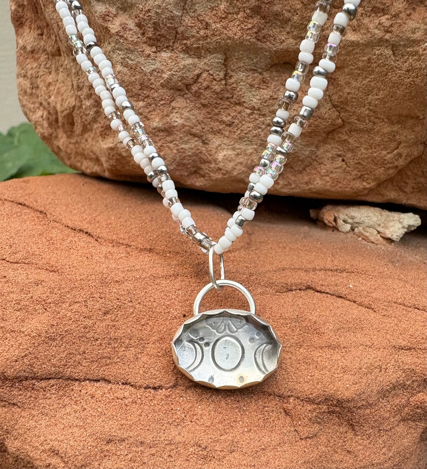 Desert Stamped, Beaded Necklace