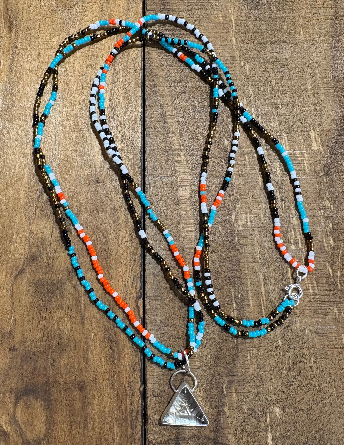 Desert Stamped, Beaded Necklace
