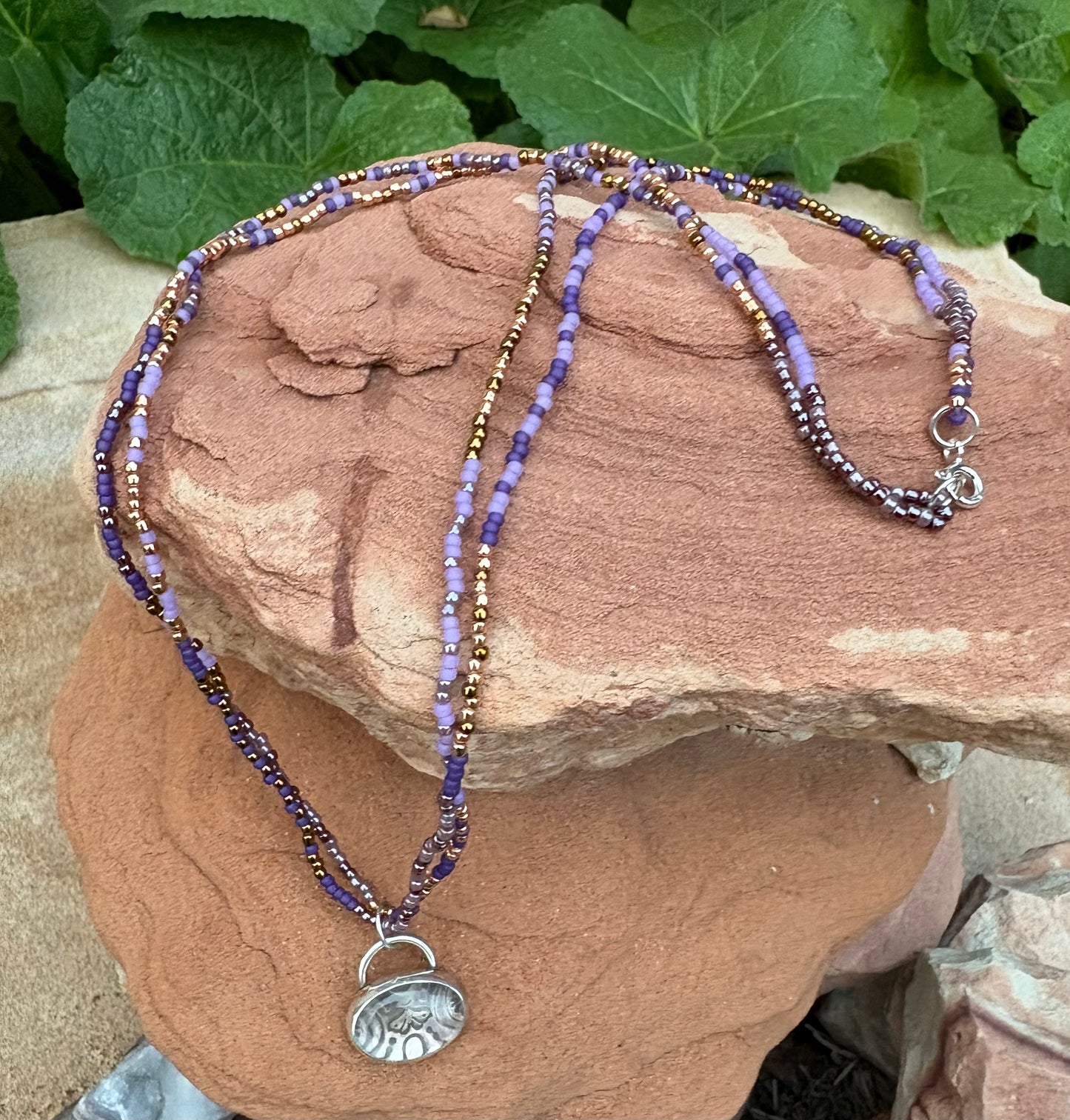 Desert Stamped, Beaded Necklace