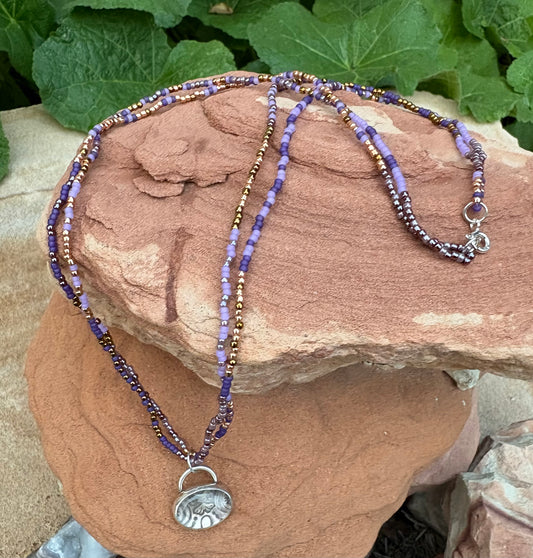 Moth Stamped Beaded Necklace