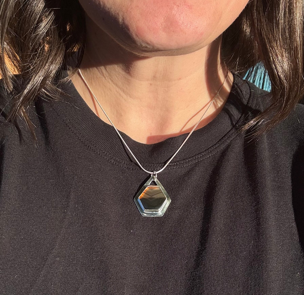 Hexy Montana Agate Necklace (18 Inch Chain)