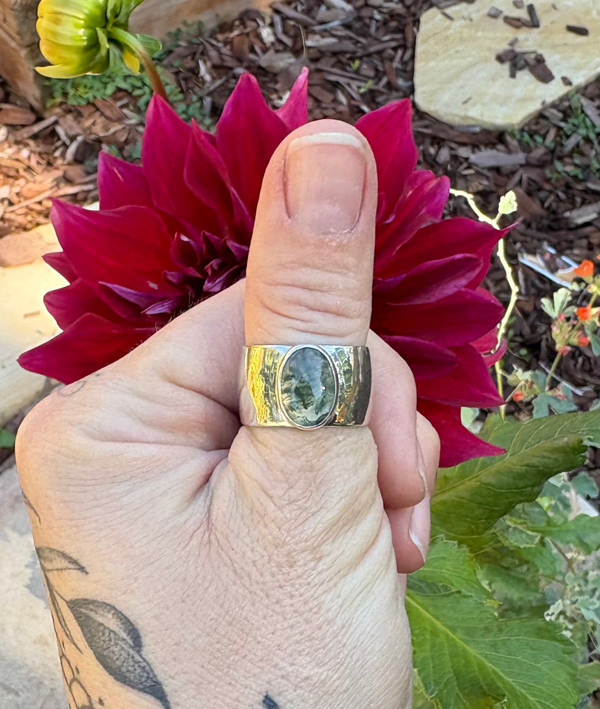 Moss Agate Ring (Size 9.5)