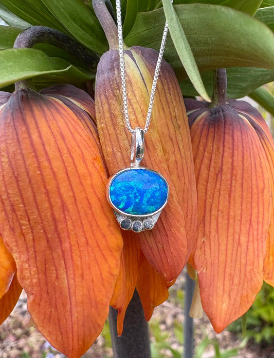 Lab Created Opal Necklace (16 inch chain)