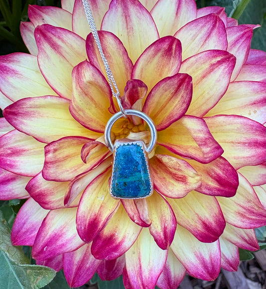 Malachite & Chrysocolla Necklace (18 inch chain)