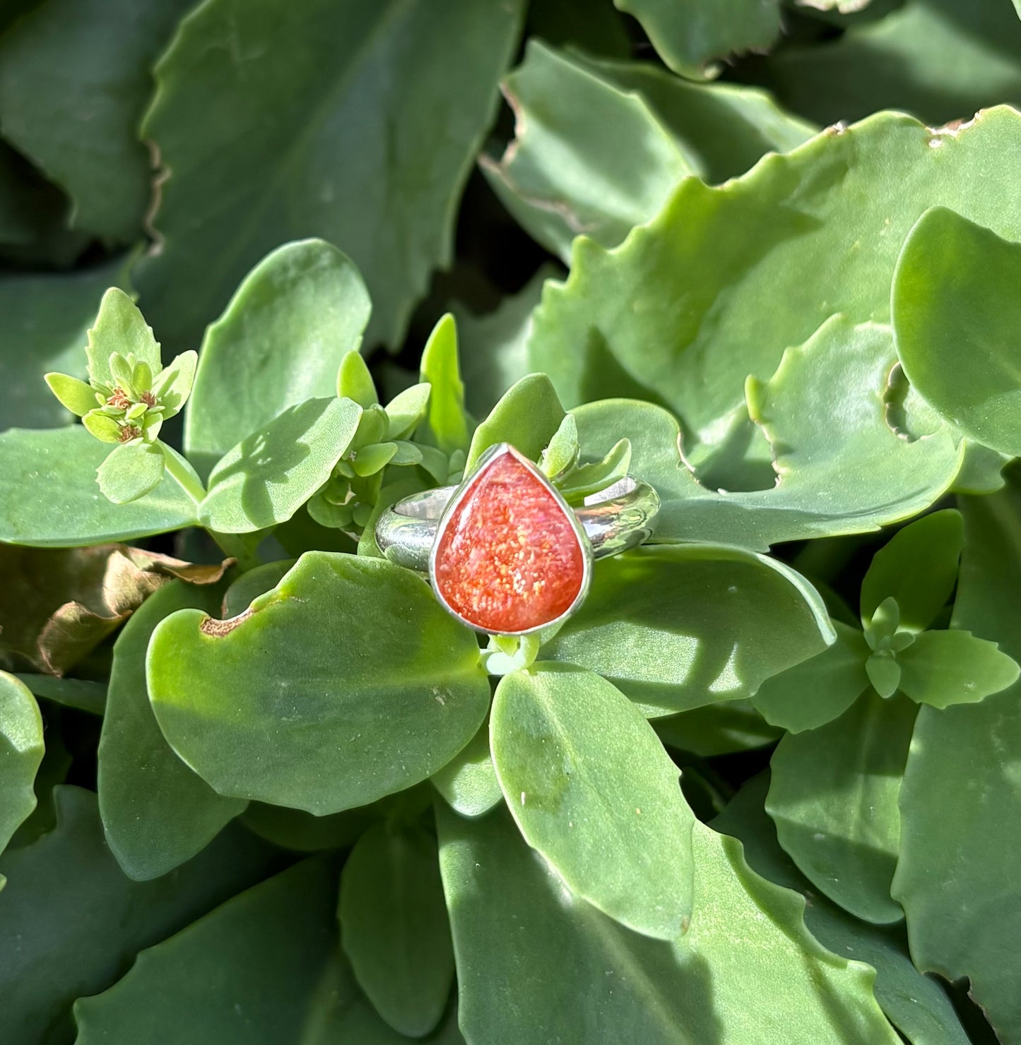 Teardrop Sunstone Ring (Size 7.25)