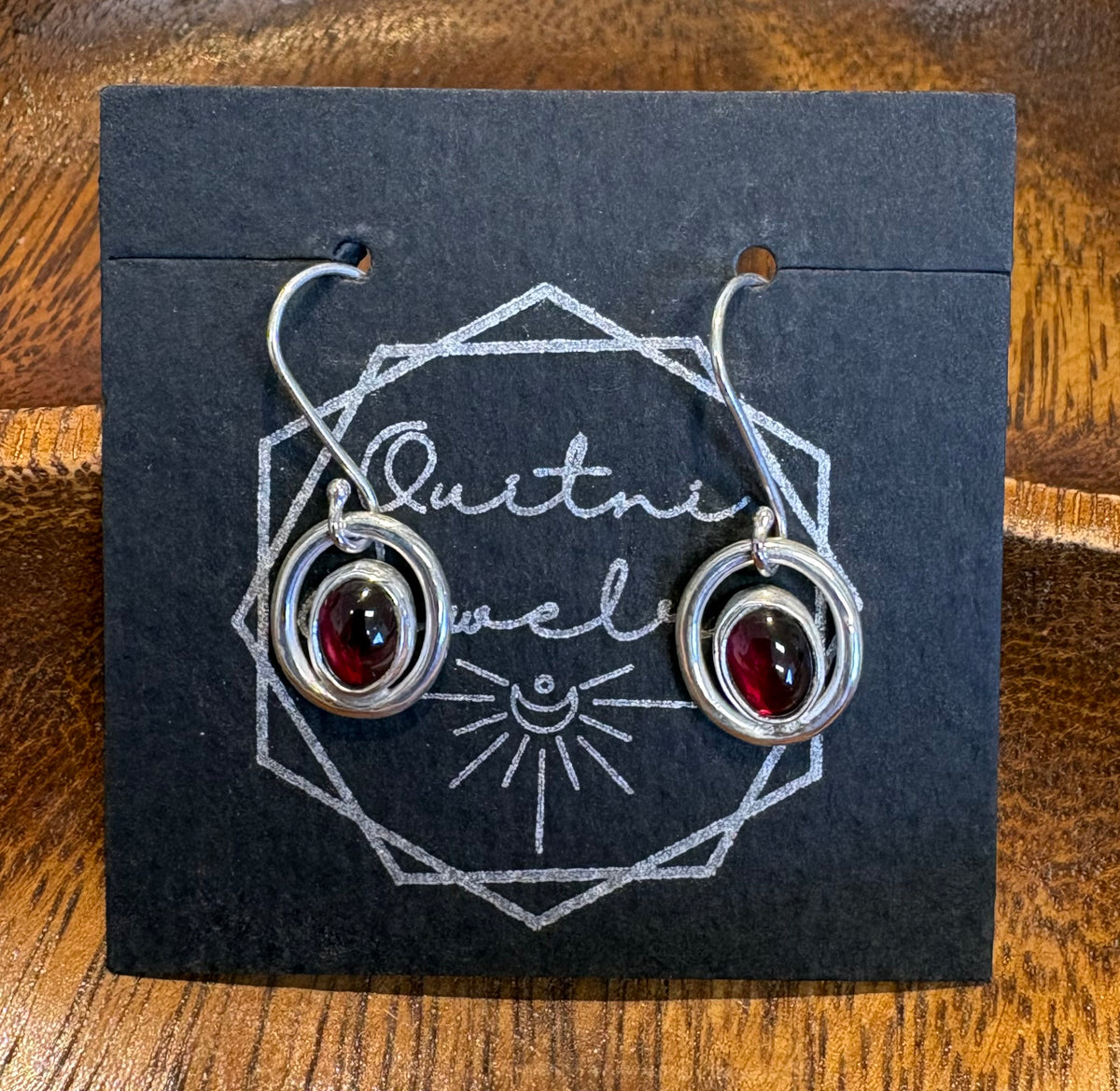 Garnet Halo Earrings