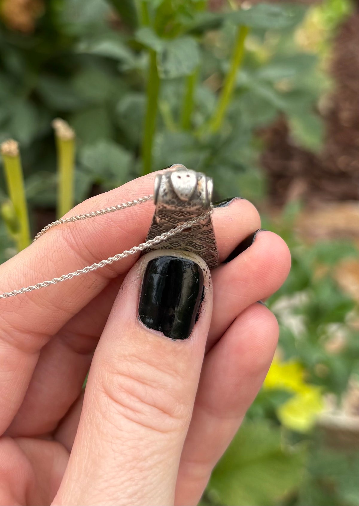 Snake silver clay necklace (18 inch chain)