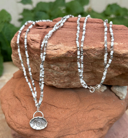 Moon Stamped Beaded Necklace