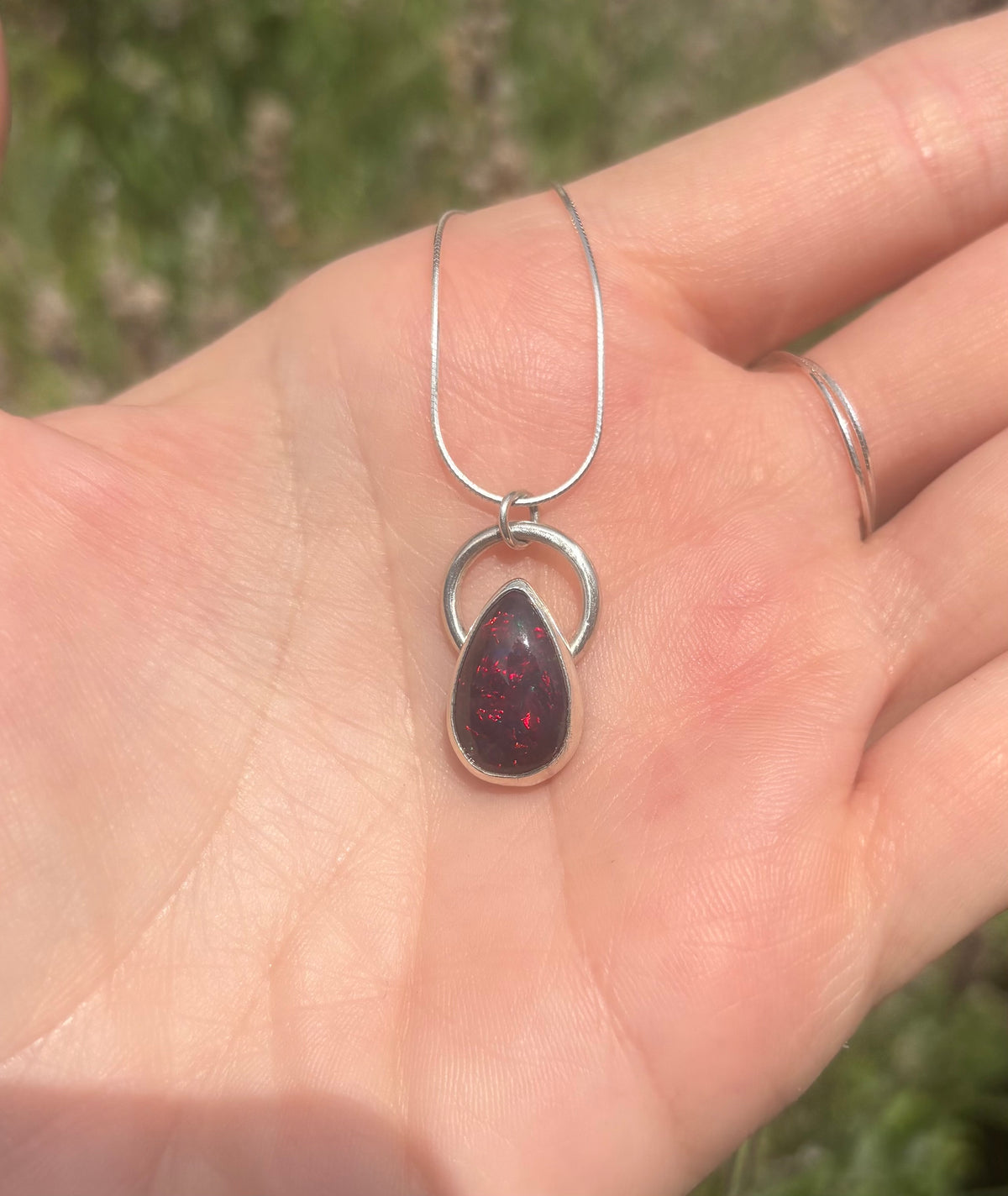 Ethiopian Smoke Opal Necklace (16 inch chain)