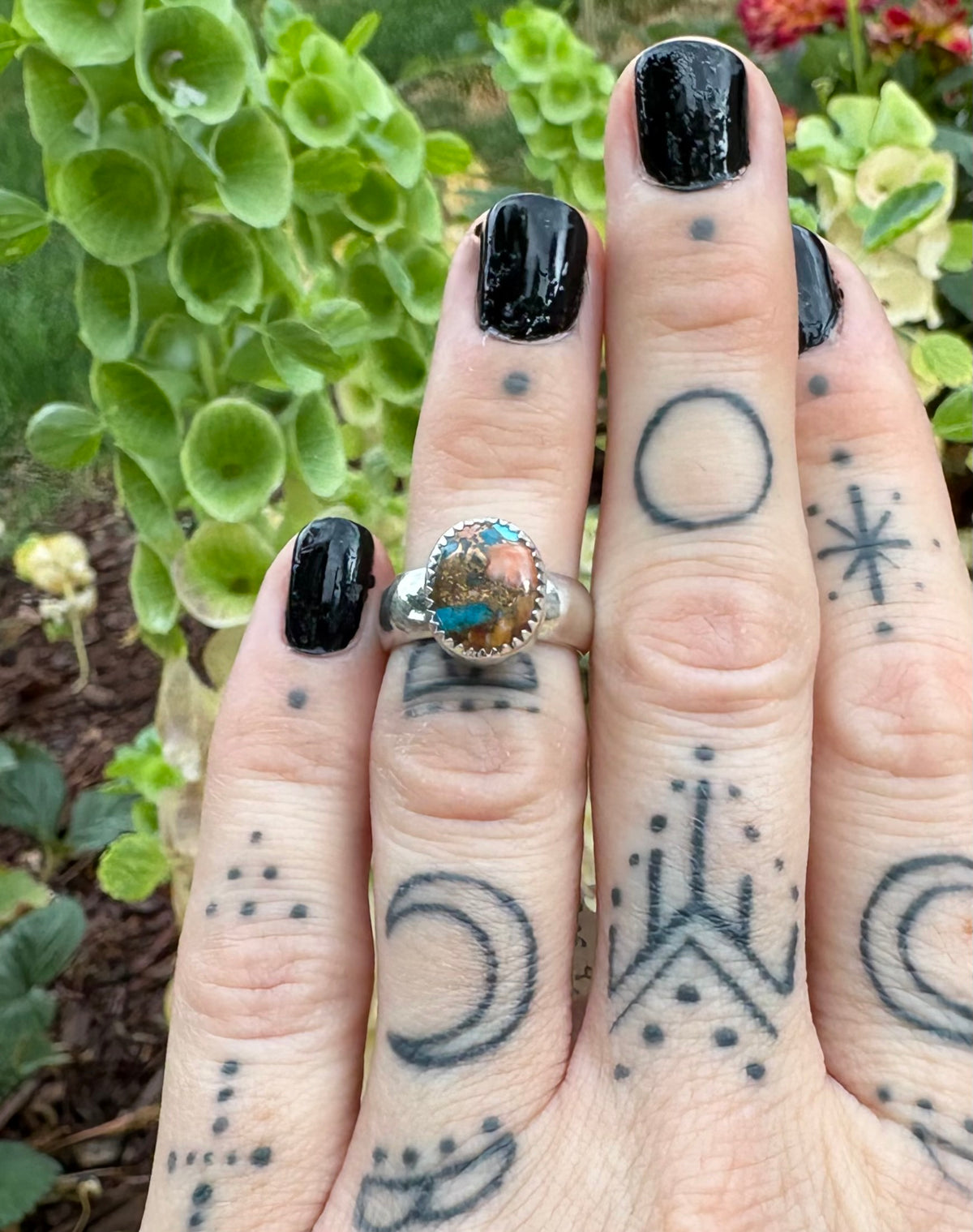 Spiny Oyster and turquoise ring (Size 4.5)