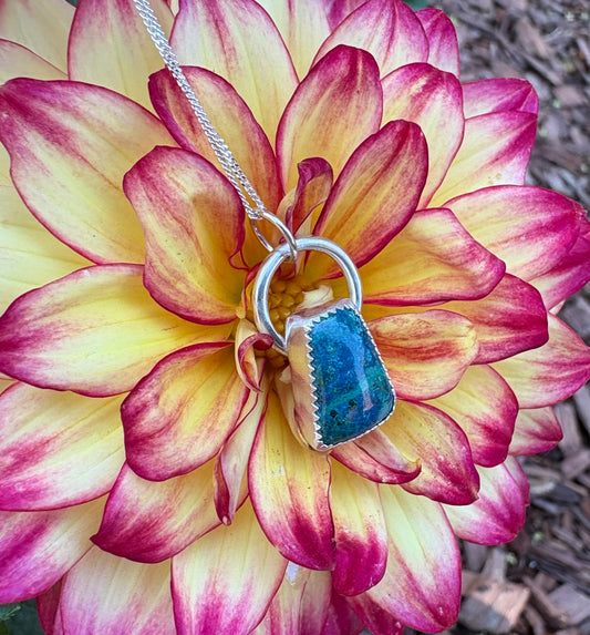 Malachite & Chrysocolla Necklace (18 inch chain)