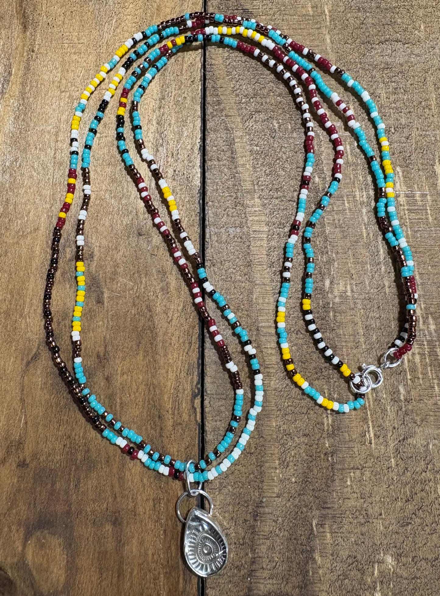 Desert Stamped, Beaded Necklace