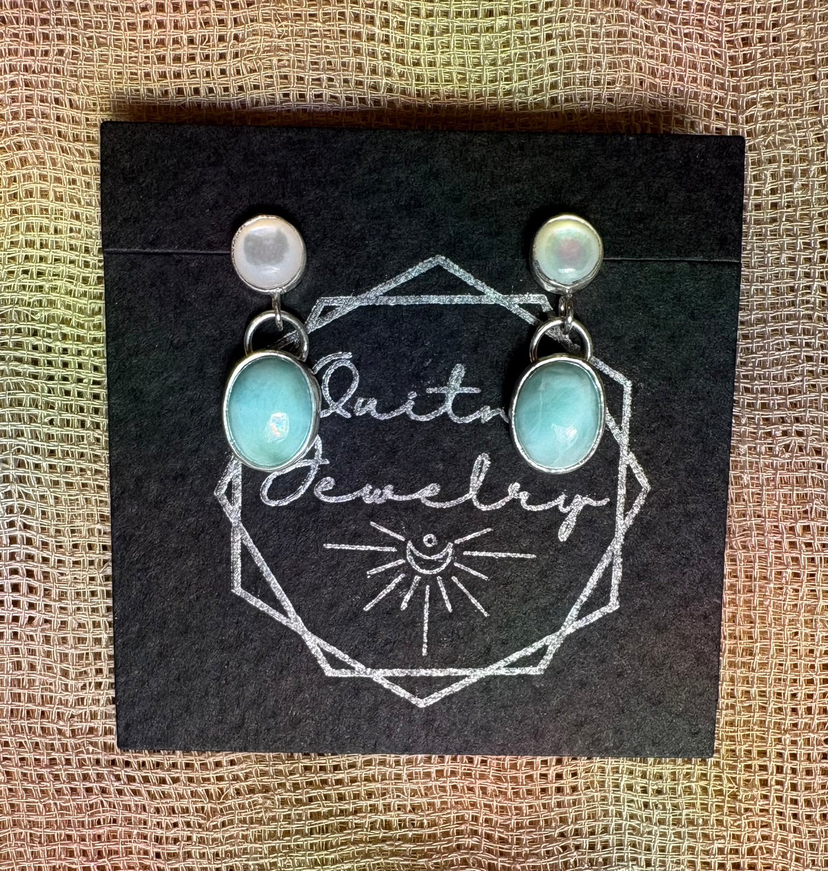 Larimar and Mother of Pearl Post Earrings