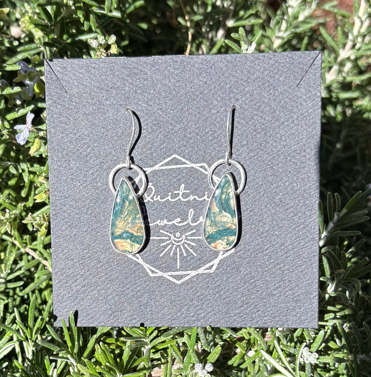 Teardrop Moss Agate Earrings