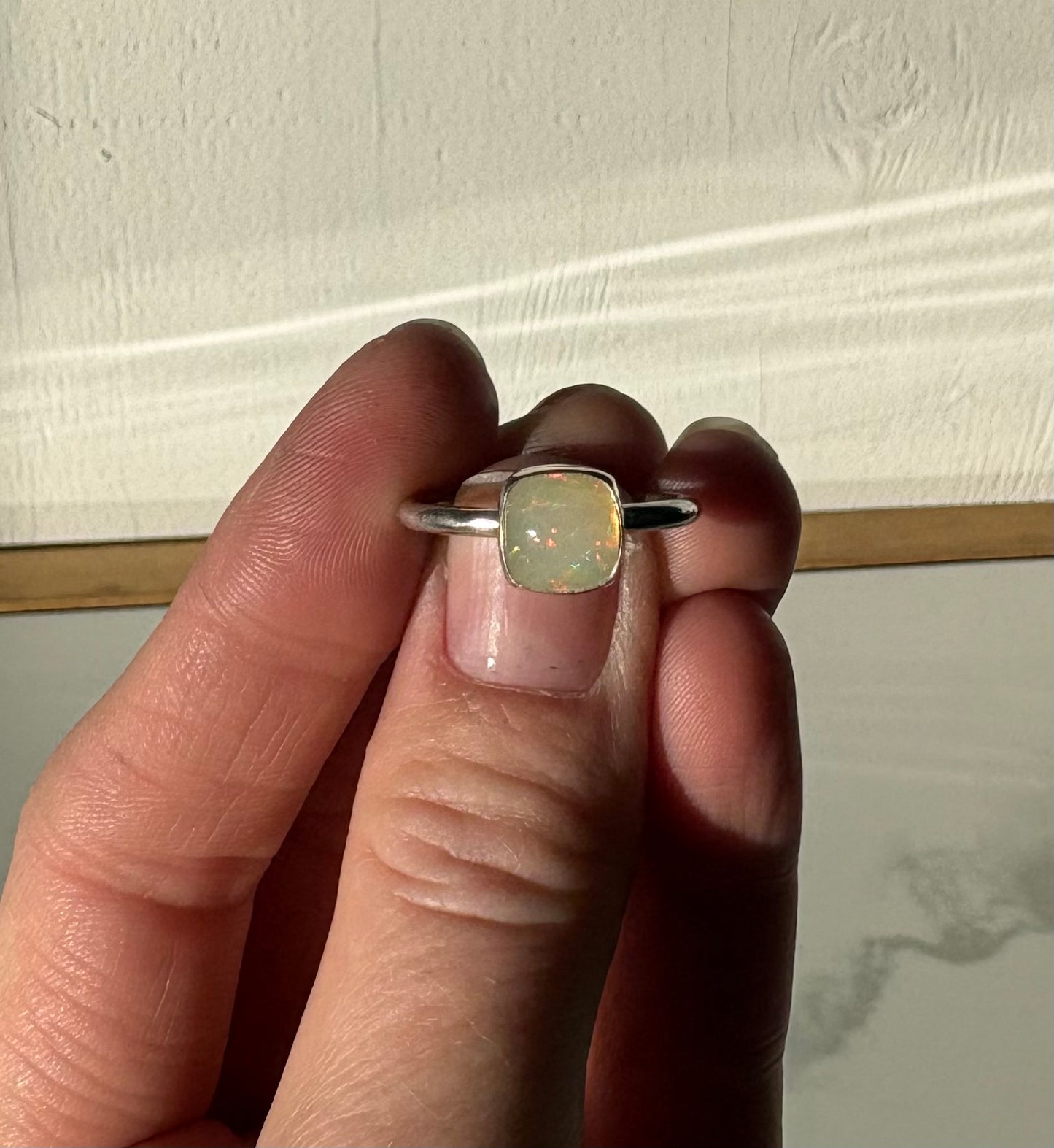 Square Ethiopian Opal Ring (Size 7)